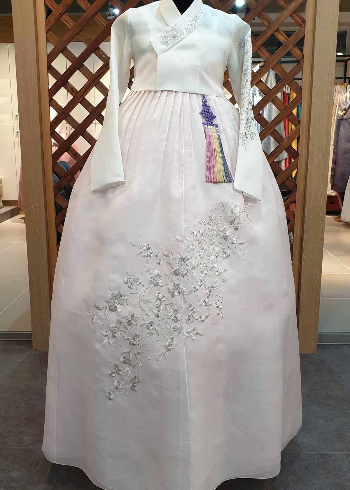 silver embroidery hanbok
