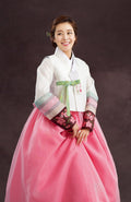 embroidered top and sheer layered skirt hanbok