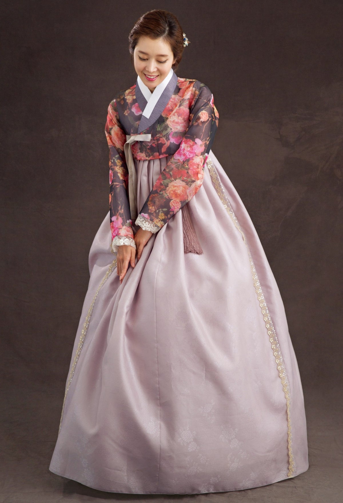 hanbok painted with flower