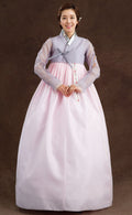 sheer top and lace skirt hanbok
