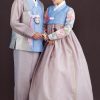 couple hanbok with gray and blue