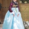 hanbok dress - blue skirt