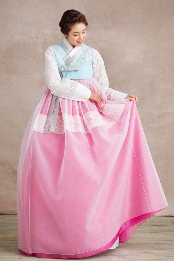 race top and sheer layered skirt hanbok