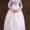 sheer top and lace skirt hanbok