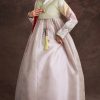 green color hanbok with gray skirt